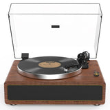 1 x RAW Customer Returns Retrolife record player with integrated speakers Belt drive 33 45 rpm vinyl record player Supports Bluetooth playback with auto-stop function RCA out and AUX-in Yellow-brown - RRP €189.99