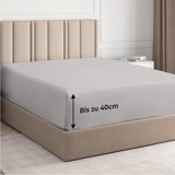 1 x RAW Customer Returns Fitted sheet 160x200 light grey 40 cm slat height - Luxurious fitted sheet for single bed - Fits mattresses up to 40 cm high - Soft, crease-free and breathable sheet - Single pack - RRP €19.15