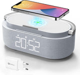 1 x RAW Customer Returns COLSUR Digital Radio Alarm Clock with Wireless Charger, Bluetooth Speaker with USB Charger, Smart Alarm Clock Snooze Function Inductive Charging Station, Night Light, Dimmable LED Display and Battery Backup - RRP €58.02