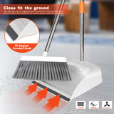 1 x RAW Customer Returns Masthome broom and dustpan set, sweeping set with long handle, upright broom and dustpan for kitchen, home, office, floor cleaning, white orange - RRP €25.0