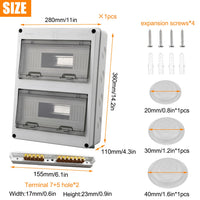 1 x RAW Customer Returns Surface Distribution Box 24 Modules, IP65 Waterproof Fuse Box with Terminal Block, Rail, Electrical Connection Box for Garden or Outdoor - RRP €27.99