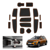 1 x RAW Customer Returns GAFAT Dacia Sandero 3 Sandero Stepway III 2021-2023 2024 anti-slip mats, Sandero 2023 rubber mats, center console mats, door seam mats, Dacia Sandero 3 accessories orange  - RRP €29.02