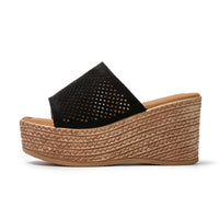 1 x RAW Customer Returns JOMIX Roman wedge heel shoes platform mules women s beach shoes girls summer shoes footbed slippers sandals slides for women black, 39 EU, SD9097  - RRP €32.95