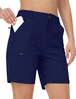 1 x RAW Customer Returns AjezMax Women s Shorts Lightweight Bermuda Shorts Hiking Pants Outdoor Sports Cargo Pants Summer Quick-drying Breathable Leisure Shorts Navy Blue L - RRP €31.25