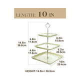 1 x RAW Customer Returns MALACASA, Sweet.Time Series, Porcelain Square Cake Stand Etagere 3-Tier 6.25 8.25 10 Inch Dessert Holder Serving Stand Cupcake Stand, Tapas, Sandwiches, Emerald Green - RRP €27.22