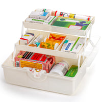 1 x RAW Customer Returns Lawei 3-layer medication storage, multi-purpose storage box, medicine cabinet, portable with handle, medicine case, craft box, sewing supplies organiser, first aid case, medicine box, transparent white - RRP €17.99