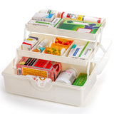 1 x RAW Customer Returns Lawei 3-layer medication storage, multi-purpose storage box, medicine cabinet, portable with handle, medicine case, craft box, sewing supplies organiser, first aid case, medicine box, transparent white - RRP €17.99