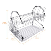 1 x RAW Customer Returns Labtec 2-Tier Dish Drainer, Stainless Steel Dish Drainer, Tableware Drainer with Cutlery Basket and Drip Tray for Plates and Cutlery, Silver, 41.5 x 25 x 37 cm - RRP €25.31