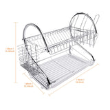 1 x RAW Customer Returns ARyee Two Tier Dish Drainer Rack Silver, Bowls Plates Cup Holder with Drip Tray - RRP €23.82