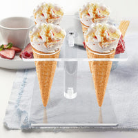 1 x RAW Customer Returns YuChiSX Ice Cream Stand,4 Hole Acrylic Cone Holder Display Stand,Clear Acrylic Stand,Food Display Stand for Kids Birthday - RRP €13.26