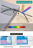 1 x RAW Customer Returns KOOSUFA Rimless Self-Tinting Progressive Lens Reading Glasses Progressive Multifocus Blue Light Filter Photochromic Men Women Frameless with UV Protection Sun Reading Glasses Black 2.0 - RRP €28.22