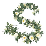 1 x RAW Customer Returns U Artlines Set of 2 4.0 m total Fake Rose Vine Garland Artificial Flowers Plants for Hotel Wedding Home Garden Craft Art Decoration White  - RRP €19.84