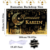 15 x Brand New Aitsite Eid Mubarak Banner, Ramadan Banner, Black Gold Ramadan Decoration Banner, Ramadan Kareem Backdrop with Star Moon for Eid Muslim Party Decorations - RRP €396.0