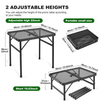 1 x RAW Customer Returns Odoland Folding Picnic Table 60x40x56 cm, Portable Camping Table with Carry Handle, Small Ultralight Travel Table, Table for Garden Travel Picnic Camping - RRP €47.39