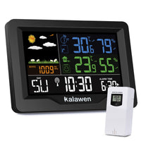 1 x RAW Customer Returns Kalawen Weather Station with Outdoor Sensor Indoor and Outdoor Color Display Multifunctional Digital Thermometer Hygrometer Digital Alarm Clock Radio Weather Station for Home Office Garden - RRP €43.36