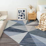 1 x RAW Customer Returns HOMFINE Modern Rug - Washable Living Room Rug Short Pile Carpet Soft Bedroom Rug Non-Slip Rug Geometric Rug Dining Room Rug 120 x 170 cm Blue - RRP €59.99