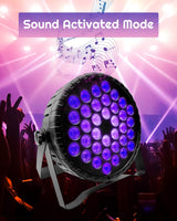 1 x RAW Customer Returns Party Light RGBW Sound Activated Disco Light with Remote Control DMX 512 Par Light 36 LED Stage Light for Party DJ Bar Club - RRP €26.21