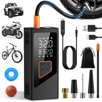 1 x RAW Customer Returns Electric air pump - battery compressor 7800 mAh, 150 PSI battery air pump, compact electric compressor bicycle pump and inflatable product with pressure gauge for car, bicycle, motorcycle, balls - RRP €49.99