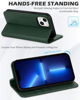 1 x RAW Customer Returns SHIELDON Case for iPhone 13, Leather Case Genuine Leather RFID Lock Card Slot Magnet , TPU Shockproof Phone Case Flip Case Protection Compatible with iPhone 13 6.1 - Midnight Green - RRP €30.99