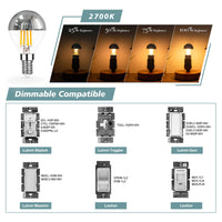 1 x RAW Customer Returns Century Light P45 Dimmable Edison LED Lamp 4W, Silver Head Mirror Lamp LED Light Bulb, 40 Watt Equivalent, E14 Candelabra Base, Retro Warm White 2700K, Vintage Mirrored Light Bulb, 6 Pack - RRP €26.99