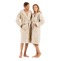 1 x RAW Customer Returns ENGLISH HOME Bathrobe women fluffy, bathrobe men with hood made of cotton, terry sauna robe, unisex, sauna robe women with long belt - RRP €34.99