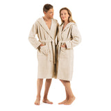 1 x RAW Customer Returns ENGLISH HOME Bathrobe women fluffy, bathrobe men with hood made of cotton, terry sauna robe, unisex, sauna robe women with long belt - RRP €34.99