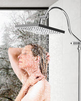 1 x RAW Customer Returns Hibbent rain shower head 200 x 200 mm , stainless steel rain shower head, square built-in shower heads, rain shower head, swiveling jet angle, lush shower experience, easy installation, chrome - RRP €26.14