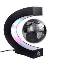 1 x RAW Customer Returns Magnetic Floating Globe with Colorful LED Lights C Shape Anti-Gravity Rotating World Map for Home Office Gift with Switch Black  - RRP €41.99