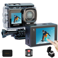 1 x RAW Customer Returns Apexcam 4K 30FPS 20MP Action Cam Dual Screen Touchscreen 40M Waterproof Underwater Camera EIS Stabilization 170 Wide Angle WiFi Remote Control with 2x1350mAh Batteries and Accessory Kit - RRP €89.99