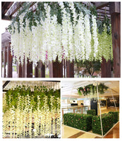 1 x RAW Customer Returns Wisteria Hanging Flowers, 12-Pack 3.6 Feet Wisteria Hanging Flowers Artificial Wisteria Vine Ratta Hanging Garland Silk Flowers, for Wedding Party Garden Outdoor Home Wall Decoration Milk White  - RRP €15.99