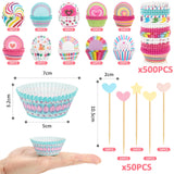 1 x Brand New 500 pieces muffin cups paper, muffin baking cups, cupcake rainbow paper - RRP €20.4