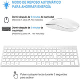 1 x RAW Customer Returns cimetech Wireless Keyboard and Mouse Combo, 2.4G Spanish 2 in 1 USB Ultra Thin Silent Mouse, for PC Laptops Computer Desktop White and Silver  - RRP €26.95