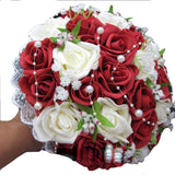 1 x RAW Customer Returns xiangshang shangmao New Wedding Bridal Bouquet Wine Red Roses Pearl Babysbreath Bouquet - RRP €27.9