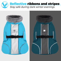 2 x RAW Customer Returns KONVINIT Dog Coat Waterproof, Reflective Dog Jacket for Small Medium Large Dogs, Warm Winter Coat Dog Fleece Lined, Blue L - RRP €67.12