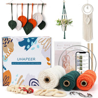 1 x RAW Customer Returns UHAPEER Macrame Yarn DIY Kit, Cotton Yarn Dream Catcher Craft Set, Natural Cotton Rope for Adults Beginners, with 3 mm Macrame, Wooden Beads, Wooden Rings, Dream Catcher Rings - RRP €19.32