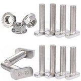 1 x RAW Customer Returns VOOXA Premium 10 pieces hammer head screws M10x25mm type 28 15 and self-locking nuts DIN 6923 made of stainless steel A2 for photovoltaic mounting rails, PV systems - RRP €10.99