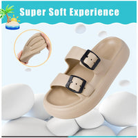 1 x Brand New Children s Slippers Shower Slides Girls Boys Adjustable Double Buckle Sandals Pool and Beach Shoes Flip Flops, Khaki A, 29 30 EU - RRP €51.6