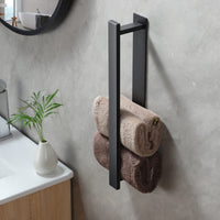 1 x RAW Customer Returns YIGII Black Towel Rack No Drilling, Towel Rack Bathroom Wall 40CM, Tea Towel Rack Towel Rail Stainless Steel, Bathroom Accessories for Storage - RRP €18.14