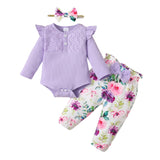 9 x Brand New Haokaini Newborn Baby Girl Clothes Ruffle Long Sleeve Lace Romper Top Bodysuit Floral Pants with Headband 3Pcs Outfits for 0-18M - RRP €181.44