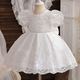 1 x RAW Customer Returns NNJXD Baby Girl Lace Party Dress Baptism Bowknot Toddler Tutu Wedding Dress 2021 White Size 90 12-24 Months - RRP €32.44