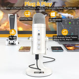 1 x RAW Customer Returns zealsound USB microphone, k66 pearl white condenser microphone for PC mobile phone, PS4 PS5, microphone PC USB C for gaming, podcast, recording, streaming, with mute gain echo, compatible with Mac, Windows - RRP €47.28