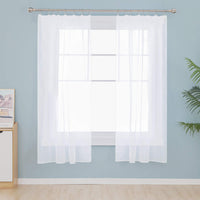 1 x RAW Customer Returns Deconovo Curtain Voile Curtains Transparent Ruffle Tape Stores Scarves for Rails, 160 x 132 cm Height x Width , White, Set of 2 - RRP €19.99