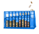 1 x RAW Customer Returns ECB coin sorter Euro money box For office and children s room As a gift for adults and children Made from recycled material Lockable with key Transparent blue - RRP €19.06