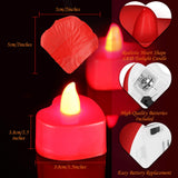 1 x RAW Customer Returns 1000 Pieces Artificial Fake Rose Petals and 24 Heart Shaped Flameless LED Tealight Candles Romantic Love LED Candles Artificial Petals for Valentine s Day Wedding Red  - RRP €21.6