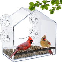 1 x RAW Customer Returns Jarkyfine Window Bird Feeder, Bird House Window Pane with Suction Cups, Large Bird Feeder Window, Feeder for Wild Birds with Removable Tray, Window Bird Feeder - RRP €25.16