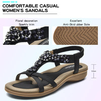 1 x Brand New Littleplum Sandals Women Flat Sandals Summer Beach Shoes Flip Flops Elegant,D Black,38 EU - RRP €33.26