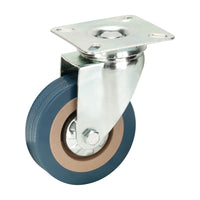 1 x RAW Customer Returns 75mm Gray Rubber Wheels with Non Marking Brakes- Top Plate Fixing Heavy Duty Casters Wheels by Bulldog Casters Max 200 kg per batch - RRP €31.99