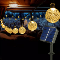 1 x RAW Customer Returns Auting Solar LED fairy lights balcony outside, solar crystal balls warm white 60 LEDs 11M 8 modes outside indoor lights lighting for garden, trees, terrace, Christmas, parties - RRP €17.0