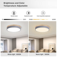 1 x RAW Customer Returns Vikaey LED ceiling light wood 24W, modern round ceiling lamp, dimmable ceiling light, lamp 3000k-6500k for office, bedroom, bathroom, balcony, hallway, kitchen, 30cm - RRP €54.44