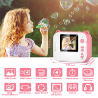 1 x RAW Customer Returns Gofunly Children s Camera, Digital Camera Instant Camera Children 2.0 Inch Screen 1080P Video Camera Black and White Photo Camera, 32GB Card,  5 Colored Pencils Gift for 3-12 Year Old Children - RRP €63.24